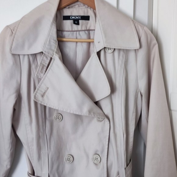 DKNY trench coat cream colour women's size M - Picture 3 of 11